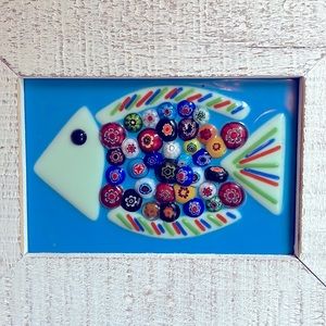 Handmade Fused Glass Art Fish Picture - Great for Beach or Lake house decor